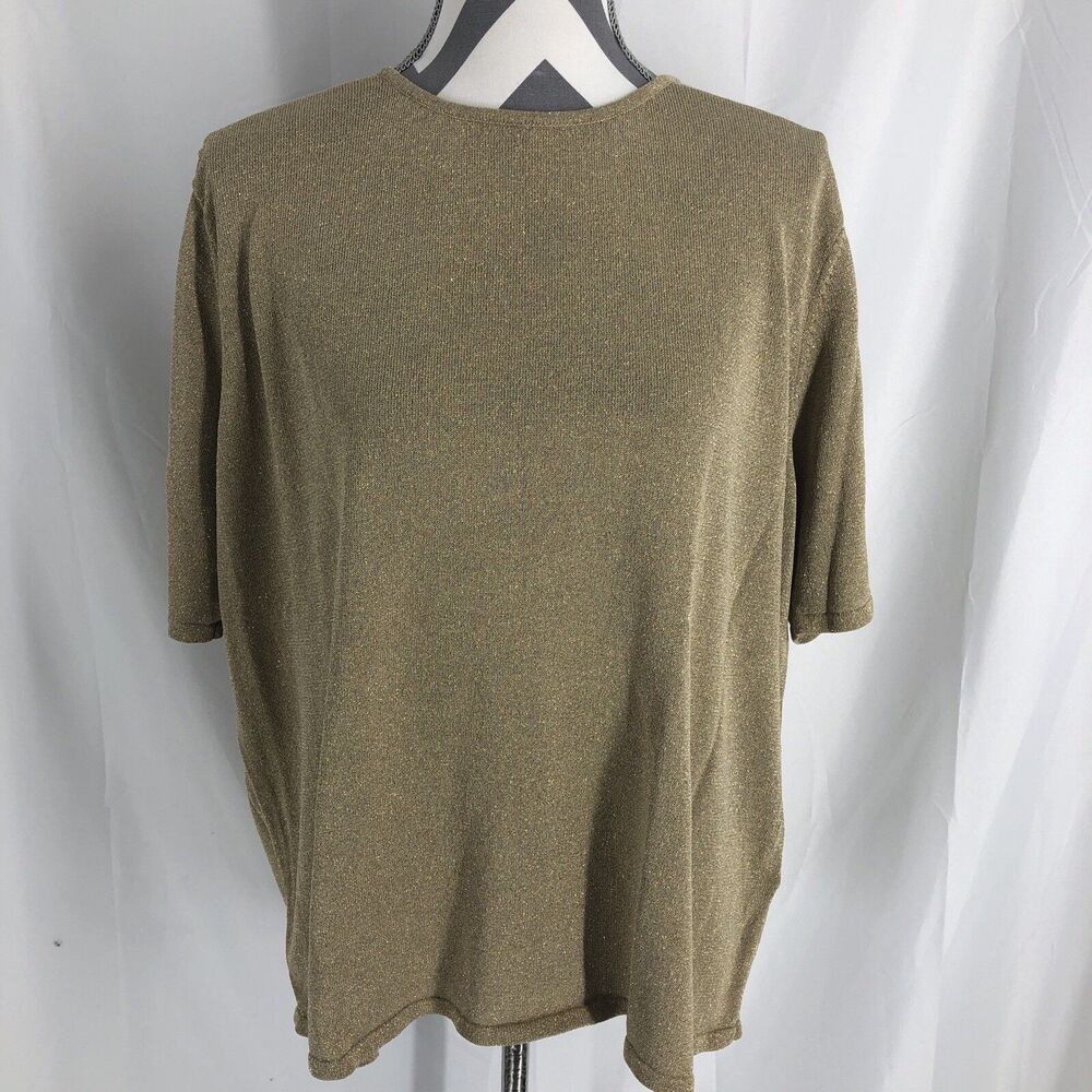 Kasper And Company ASL Woman’s 3X Gold T Shirt Style Sweater Acrylic & Wool